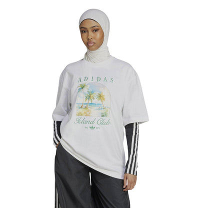 White - Lifestyle - Adidas Childrens-Kids Island Club Oversized T-Shirt