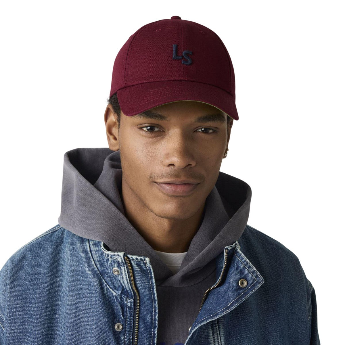 Burgundy - Side - Levis Monogram Baseball Cap