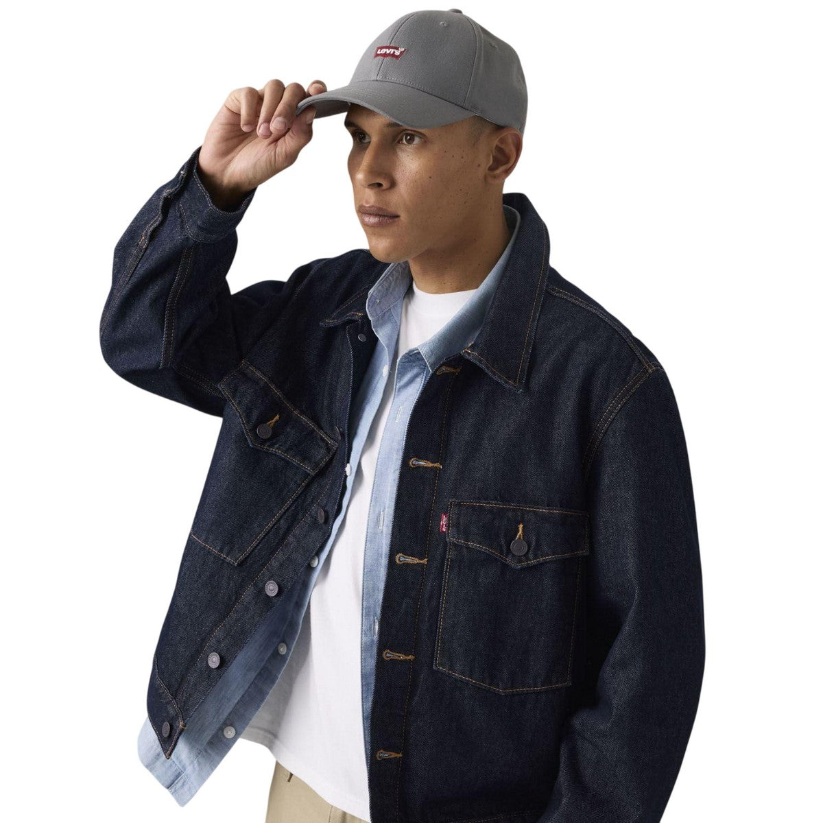 Grey - Side - Levis Housemark Flex Fit Baseball Cap