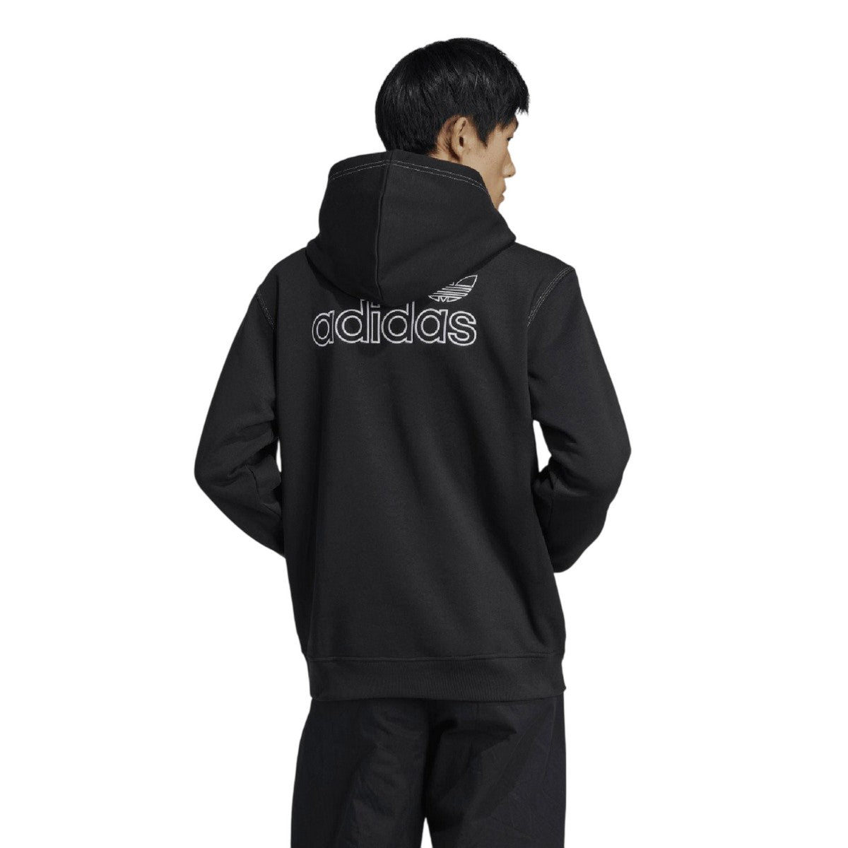 Black - Back - Adidas Mens Originals Script Hoodie