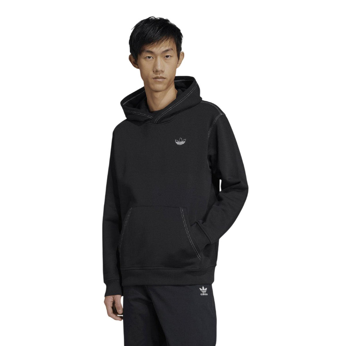 Black - Side - Adidas Mens Originals Script Hoodie