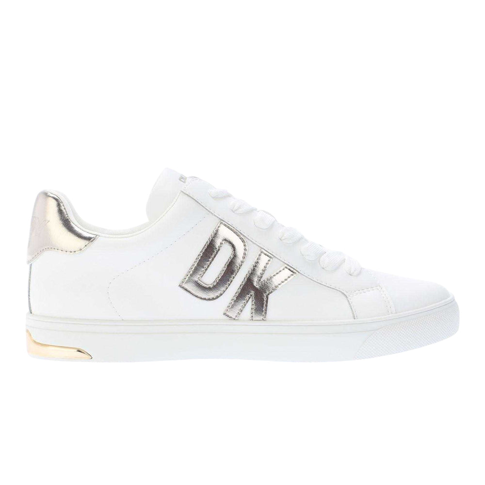 White - Front - DKNY Womens-Ladies Abeni Leather Lace Up Trainers