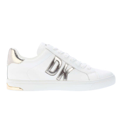 White - Front - DKNY Womens-Ladies Abeni Leather Lace Up Trainers