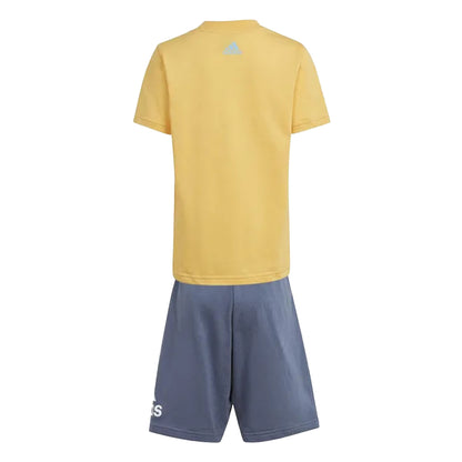 Yellow-Blue - Back - Adidas Childrens-Kids Essentials Logo T-Shirt & Shorts Set
