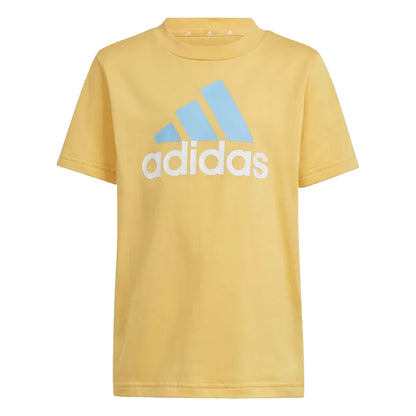 Yellow-Blue - Side - Adidas Childrens-Kids Essentials Logo T-Shirt & Shorts Set