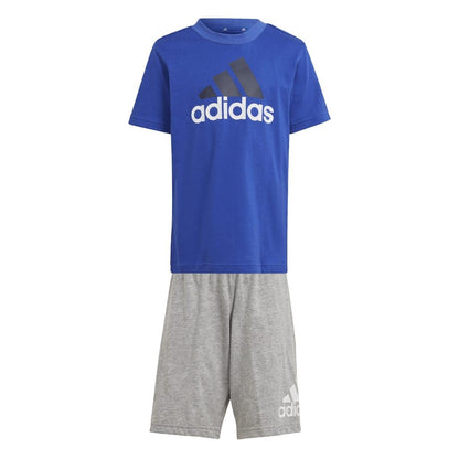 Blue - Back - Adidas Childrens-Kids Essentials Logo T-Shirt & Shorts Set