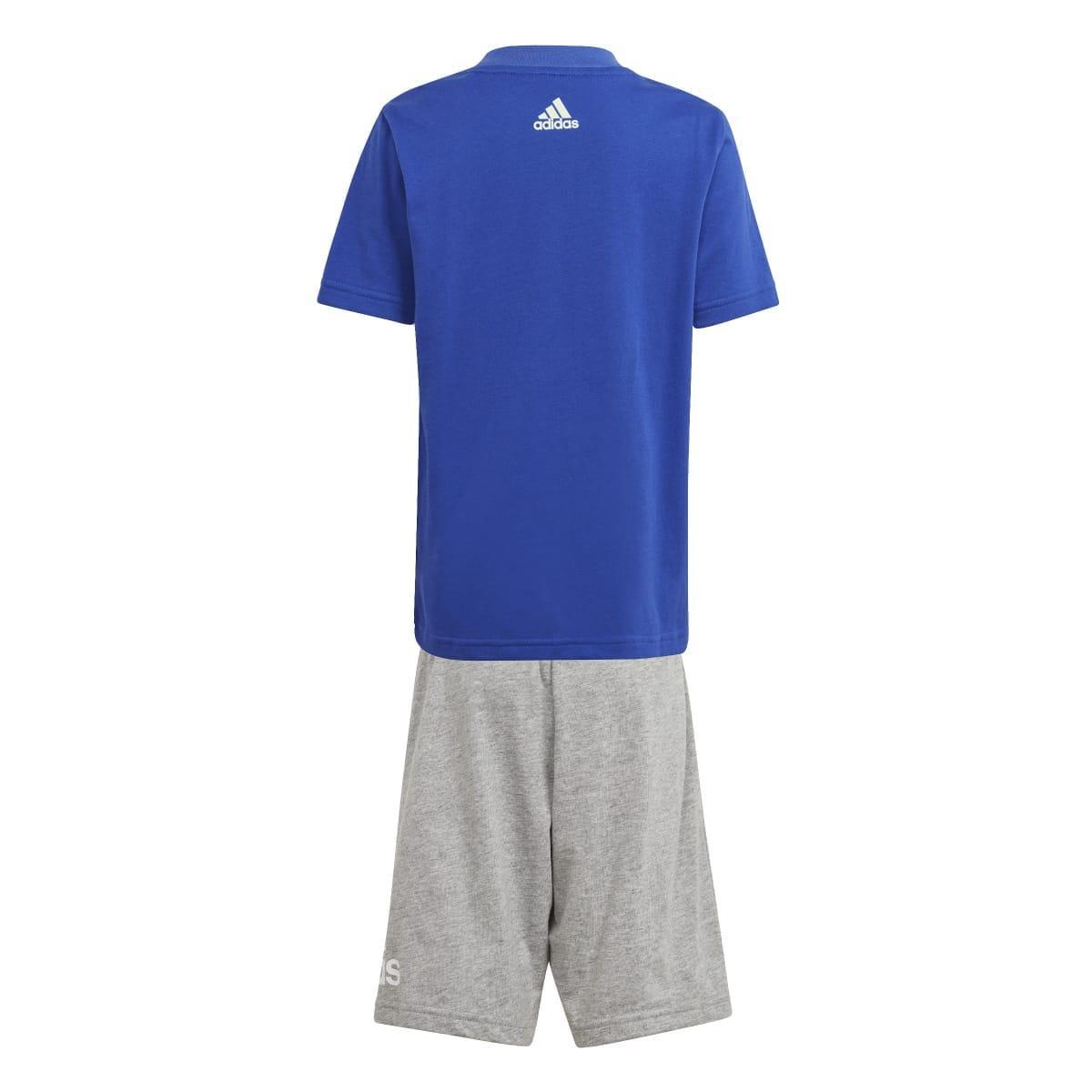 Blue - Side - Adidas Childrens-Kids Essentials Logo T-Shirt & Shorts Set