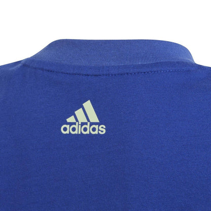 Blue - Close up - Adidas Childrens-Kids Essentials Logo T-Shirt & Shorts Set