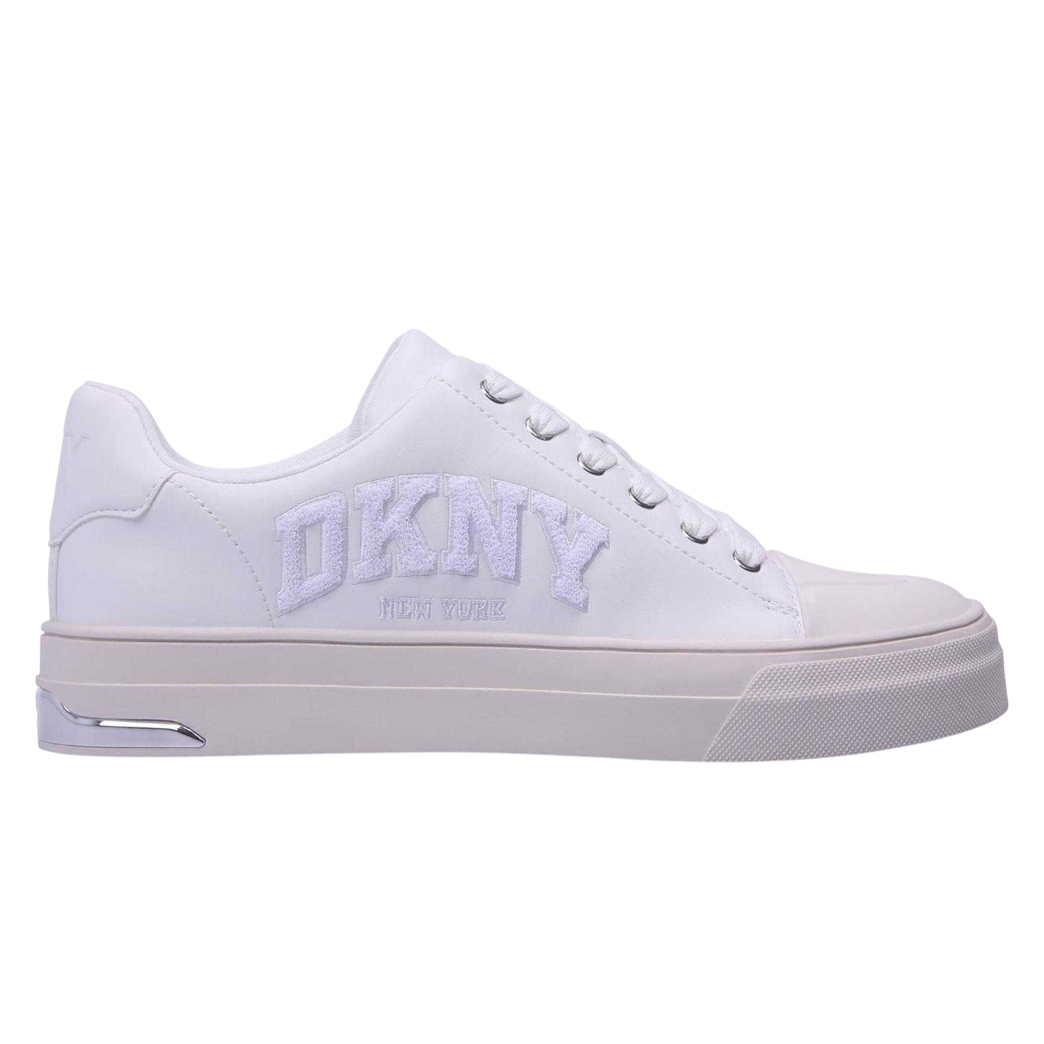 White - Front - DKNY Womens-Ladies New York Lace Up Trainers