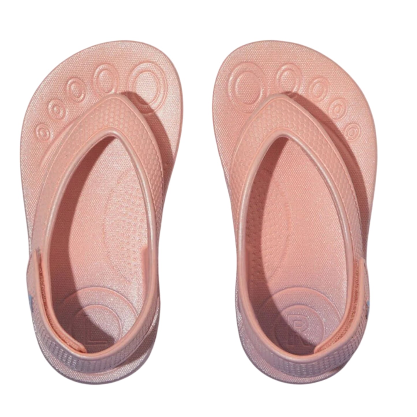 Pink - Side - Fit Flop Childrens-Kids Iridescent iQushion Flip Flops