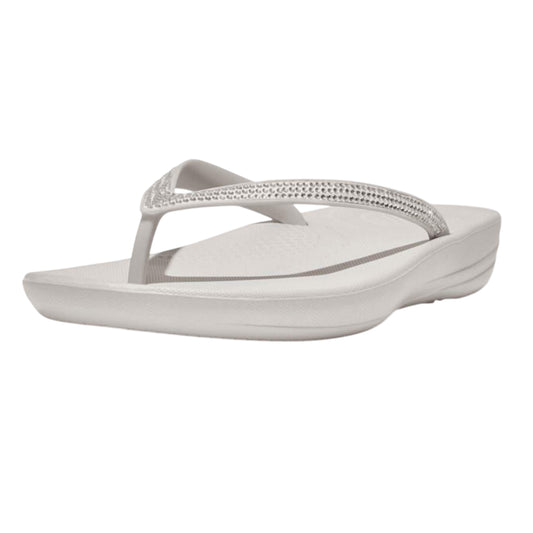 Grey - Front - Fit Flop Womens-Ladies Sparkle iQushion Flip Flops