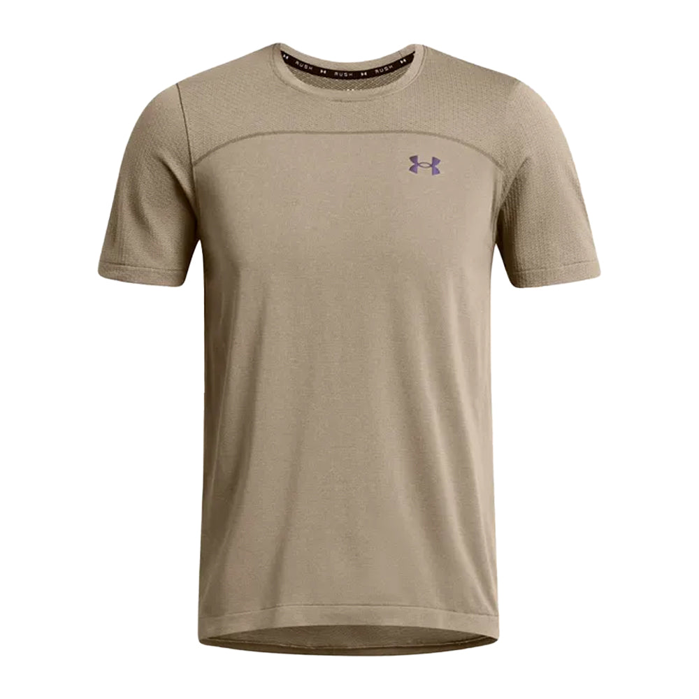 Brown - Front - Under Armour Mens Wordmarks UA Rush Seamless T-Shirt
