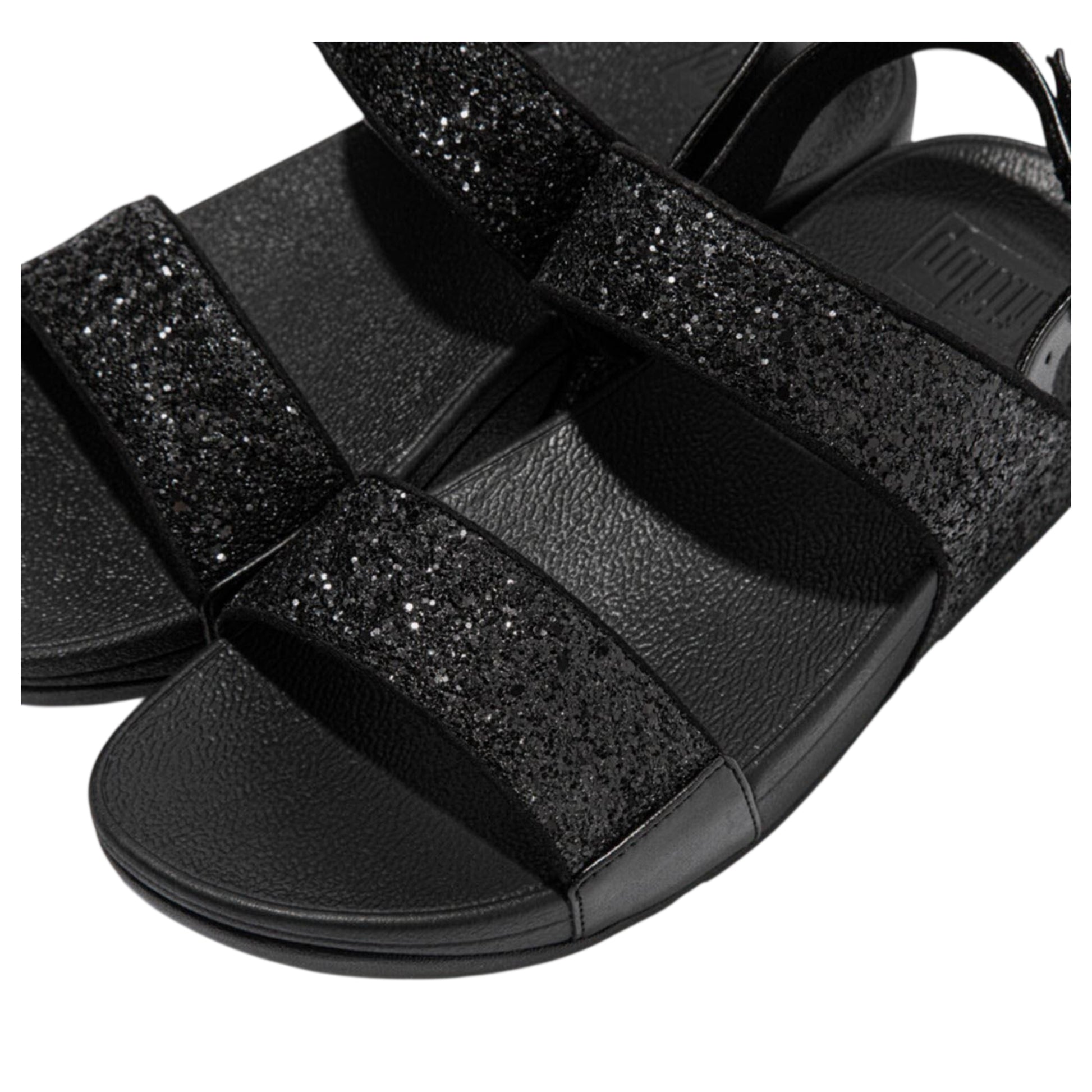 Black - Side - Fit Flop Womens-Ladies Lulu Glitter Backstrap Sandals