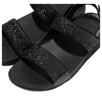 Black - Side - Fit Flop Womens-Ladies Lulu Glitter Backstrap Sandals