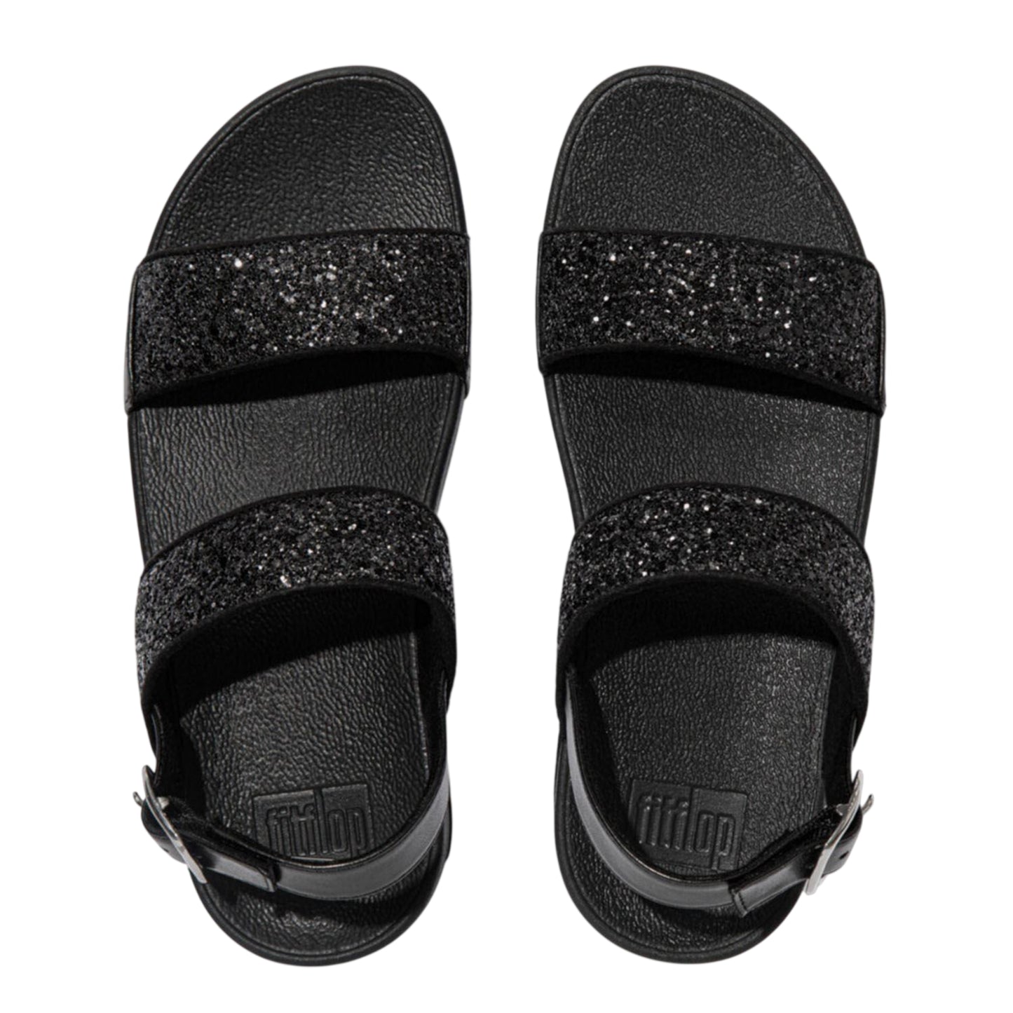 Black - Pack Shot - Fit Flop Womens-Ladies Lulu Glitter Backstrap Sandals