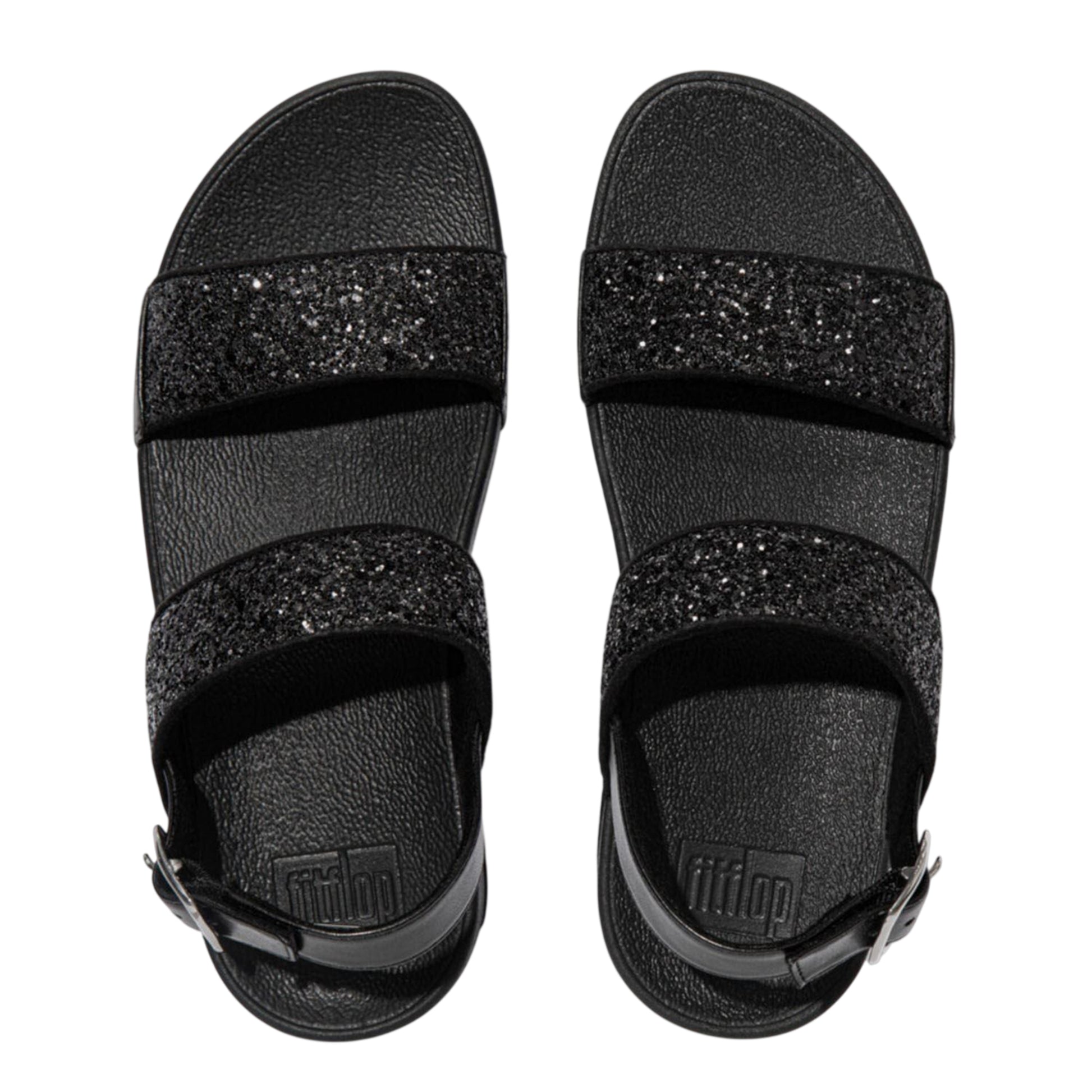Black - Pack Shot - Fit Flop Womens-Ladies Lulu Glitter Backstrap Sandals
