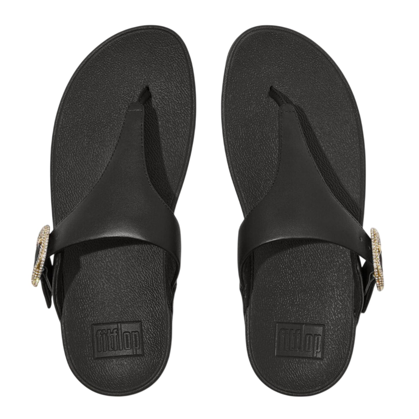 Black - Lifestyle - Fit Flop Womens-Ladies Lulu Rhinestone Buckle Leather Sandals