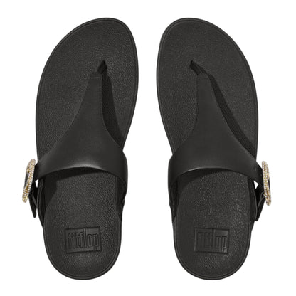 Black - Lifestyle - Fit Flop Womens-Ladies Lulu Rhinestone Buckle Leather Sandals