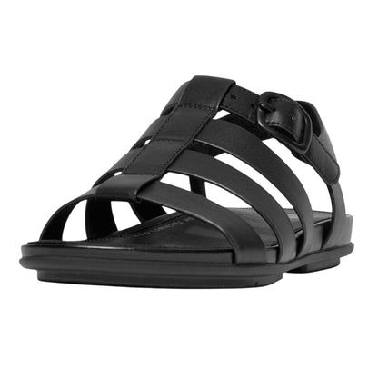 Black - Front - Fit Flop Womens-Ladies Fisherman Buckle Rubber Sandals