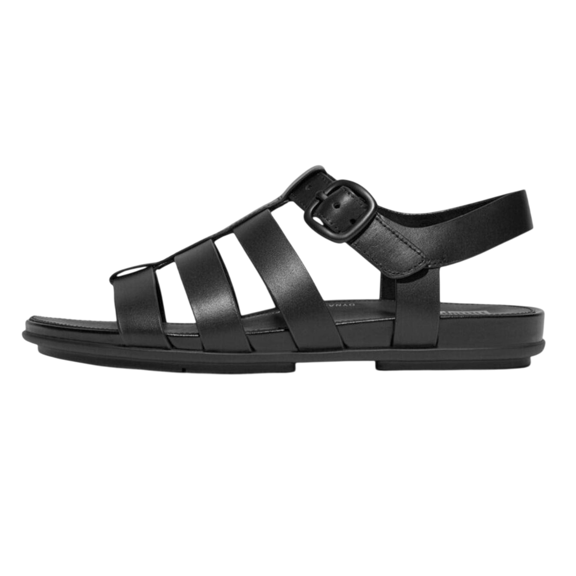 Black - Back - Fit Flop Womens-Ladies Fisherman Buckle Rubber Sandals