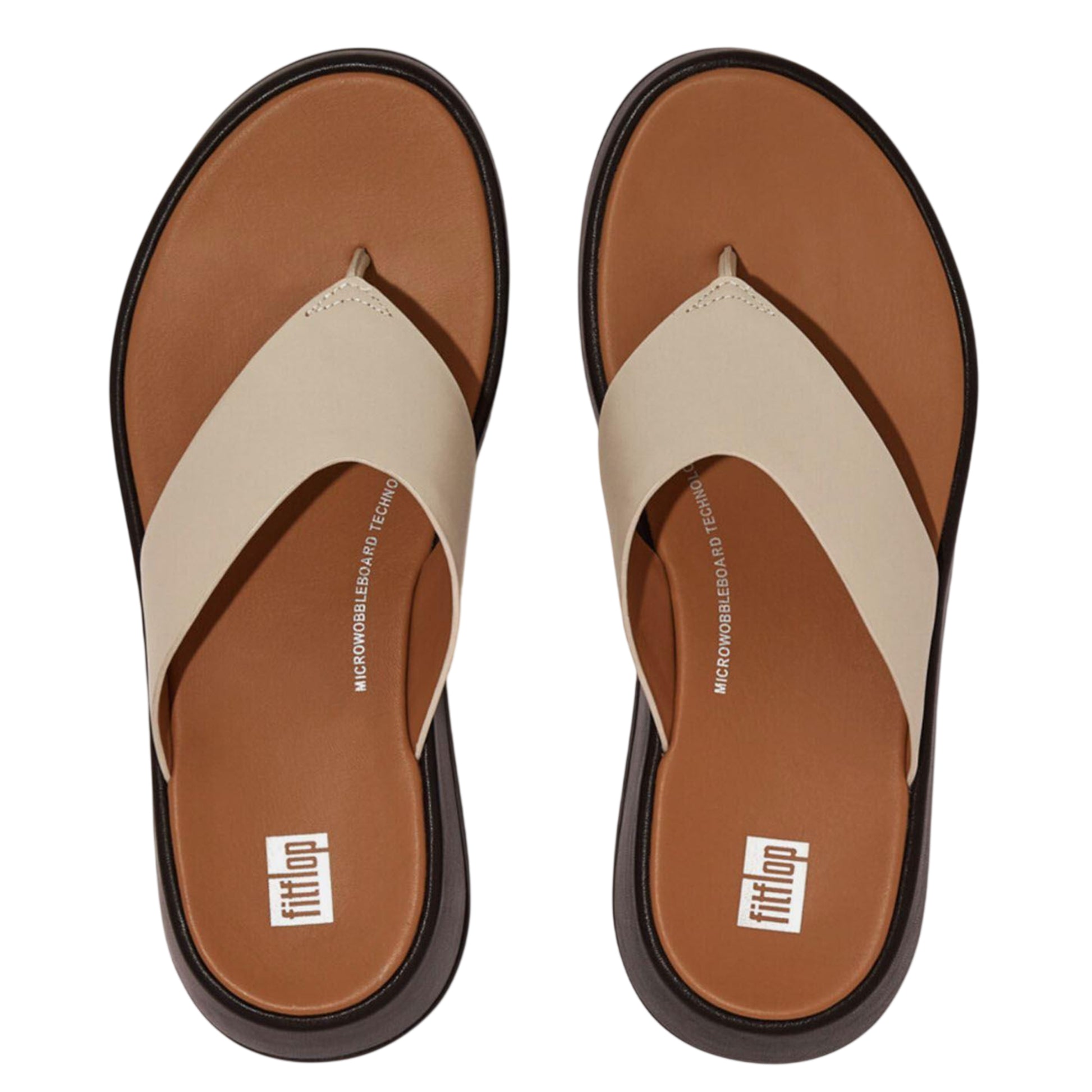 Beige - Lifestyle - Fit Flop Womens-Ladies F-Mode Leather Toe Post Sandals