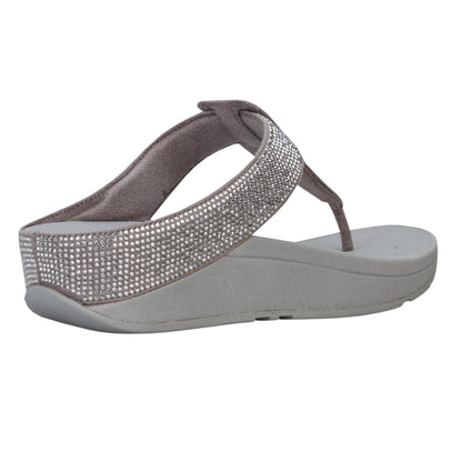 Silver - Back - Fit Flop Womens-Ladies Isabelle Toe Post Sandals