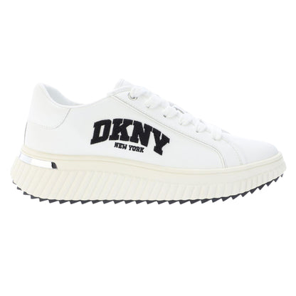 White-Black - Side - DKNY Womens-Ladies Leon Varsity Leather Lace Up Trainers