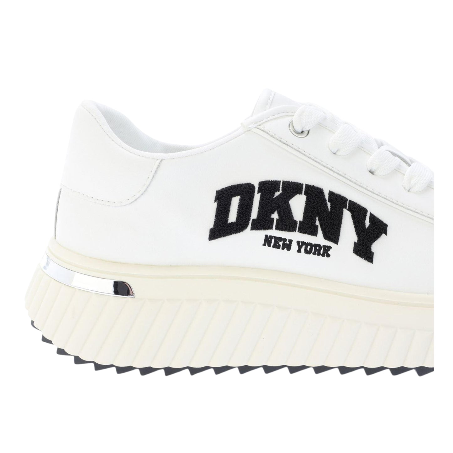 White-Black - Lifestyle - DKNY Womens-Ladies Leon Varsity Leather Lace Up Trainers
