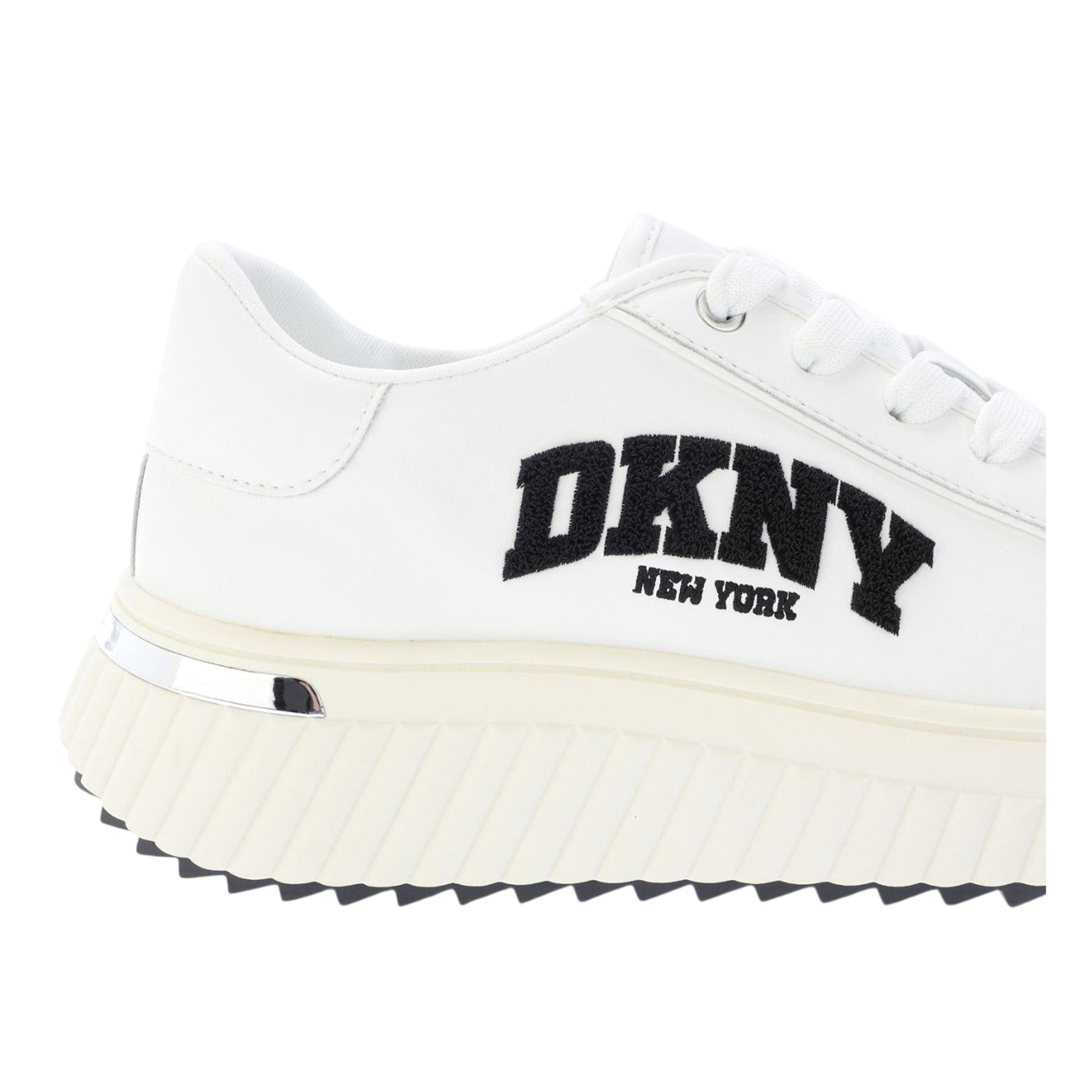 White-Black - Lifestyle - DKNY Womens-Ladies Leon Varsity Leather Lace Up Trainers