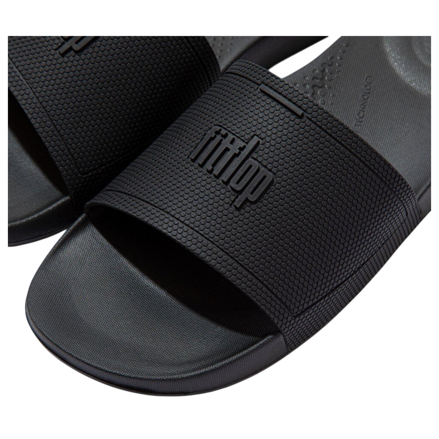 Black - Side - Fit Flop Mens iQushion Pool Sliders