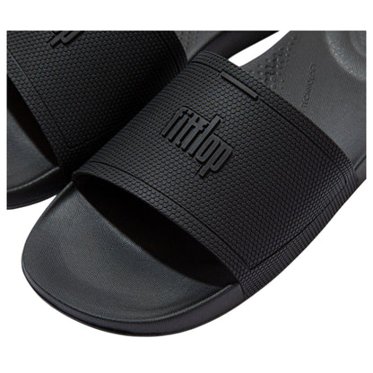 Black - Side - Fit Flop Mens iQushion Pool Sliders