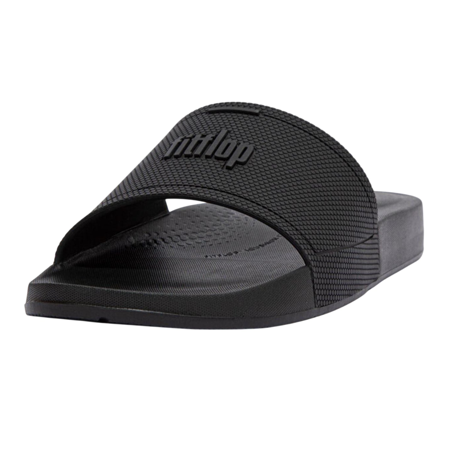 Black - Front - Fit Flop Mens iQushion Pool Sliders