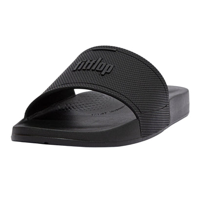 Black - Front - Fit Flop Mens iQushion Pool Sliders
