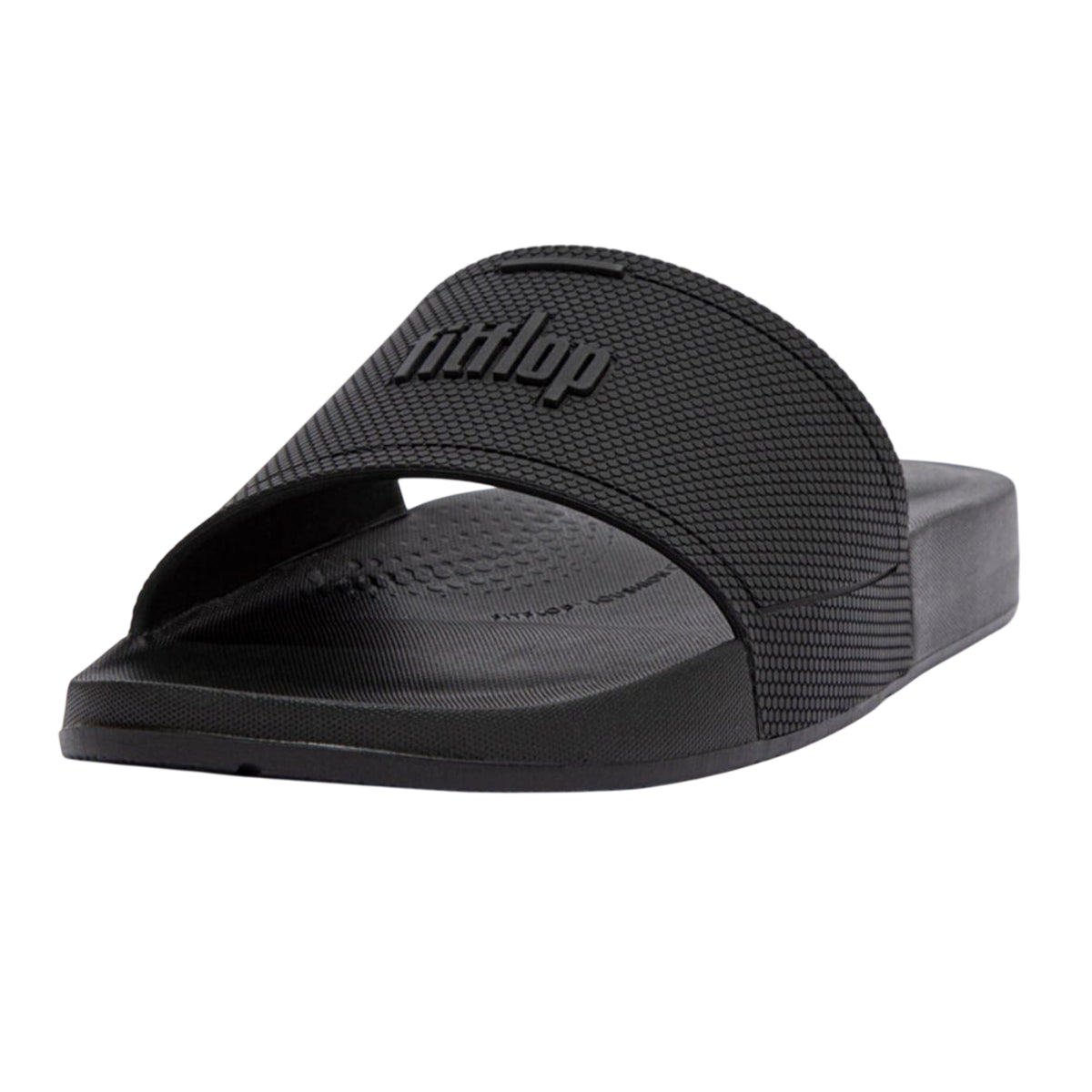 Black - Front - Fit Flop Mens IQushion Pool Sliders