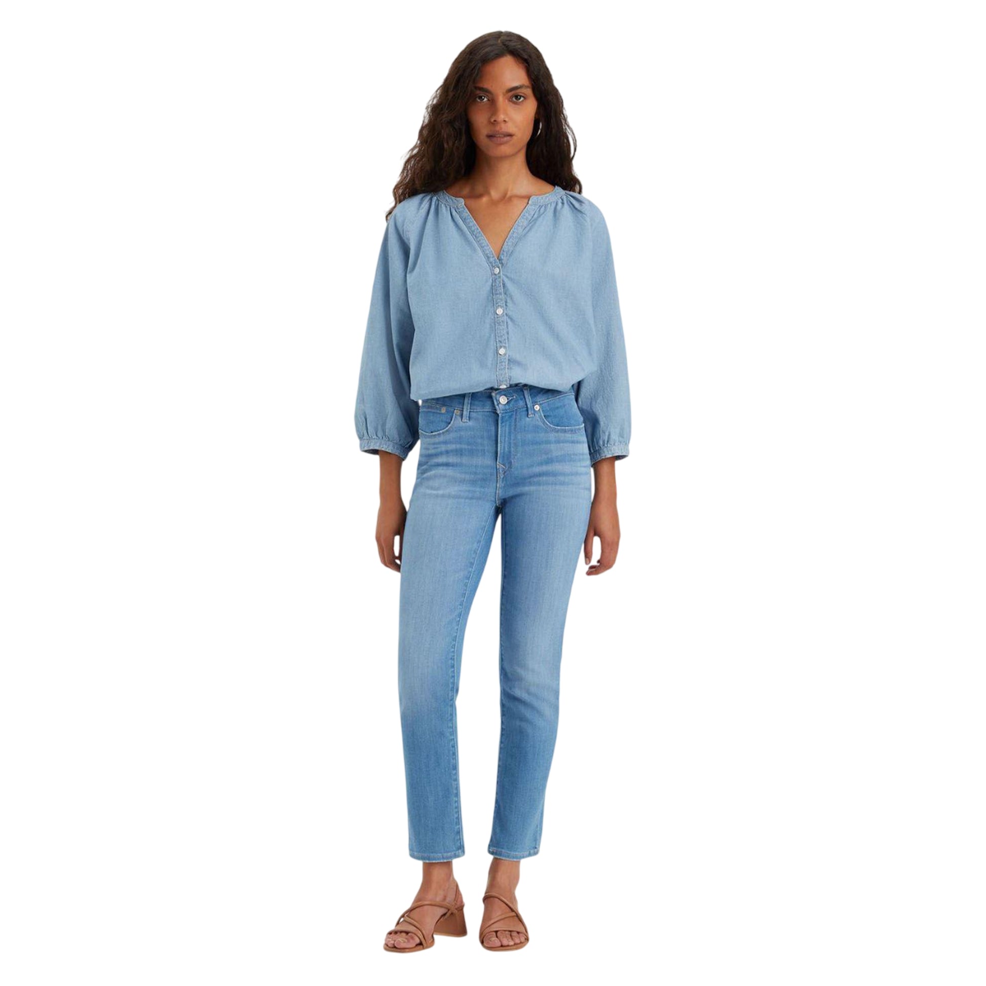 Blue - Side - Levis Womens-Ladies 712 Slim Jeans