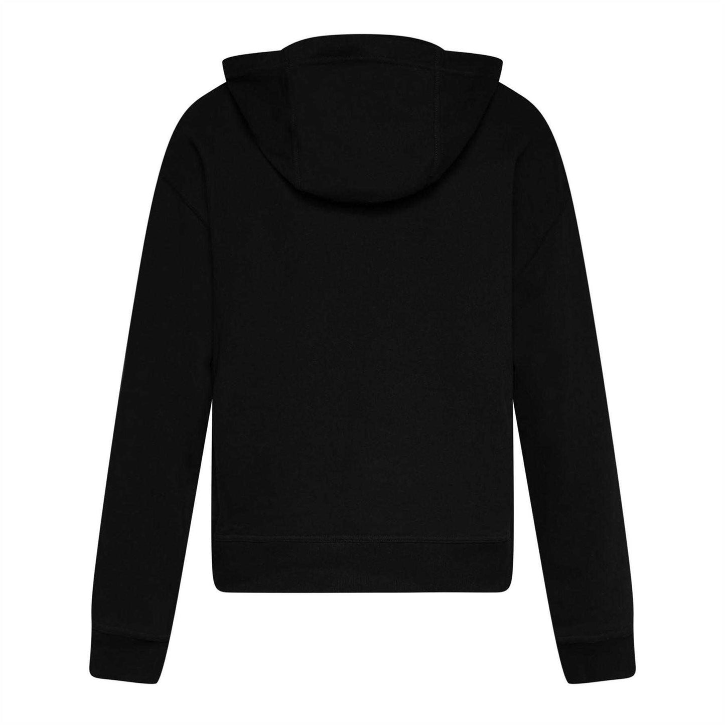 Black-Silver - Back - DKNY Womens-Ladies Appliqué Satin Hoodie
