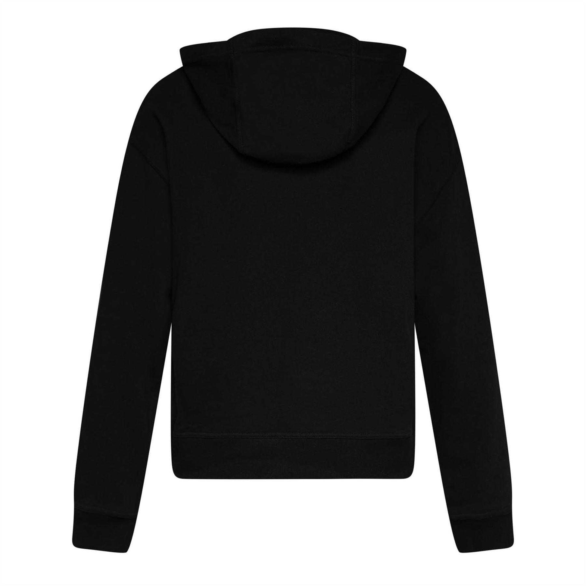 Black-Silver - Back - DKNY Womens-Ladies Appliqué Satin Hoodie