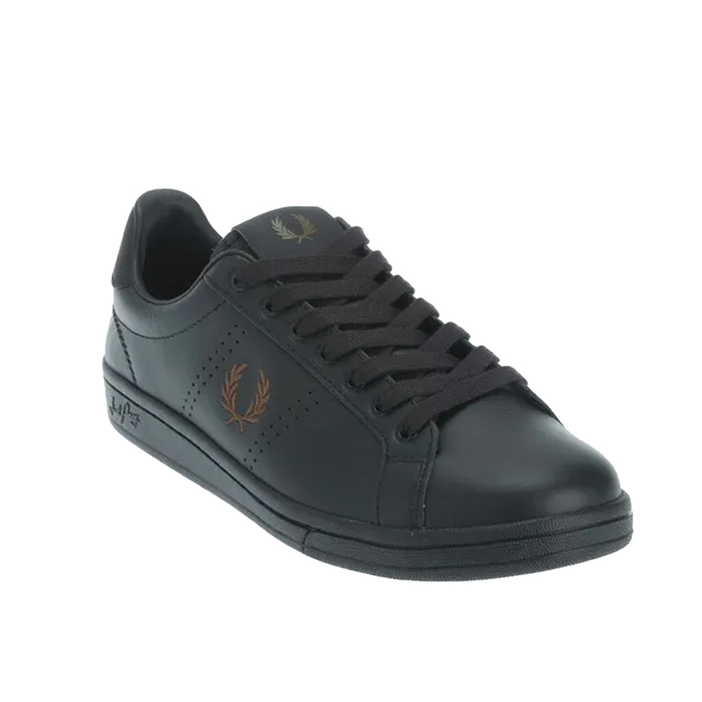 Black - Front - Fred Perry Unisex Adult B721 Leather Trainers
