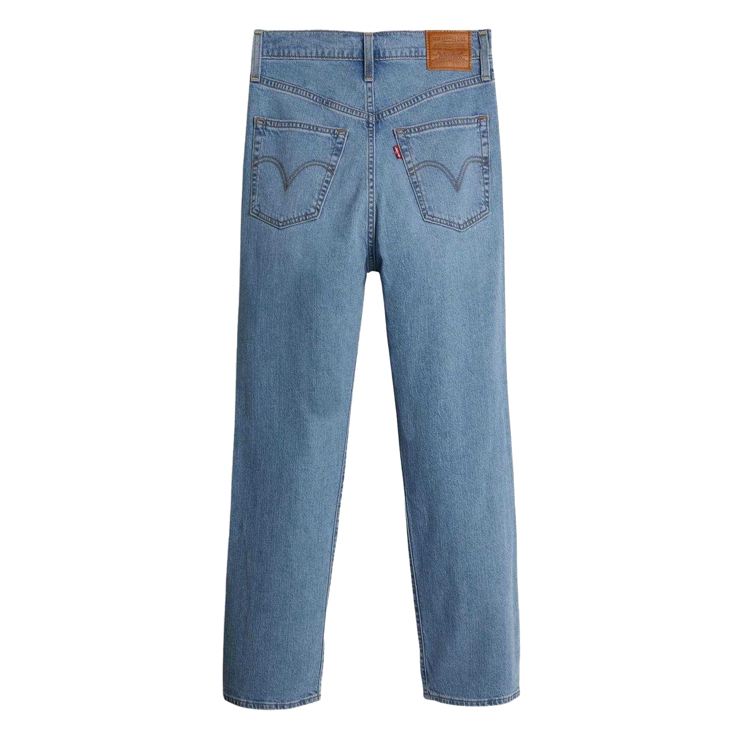 Blue - Back - Levis Womens-Ladies Ribcage Cotton Linen Straight Leg Jeans