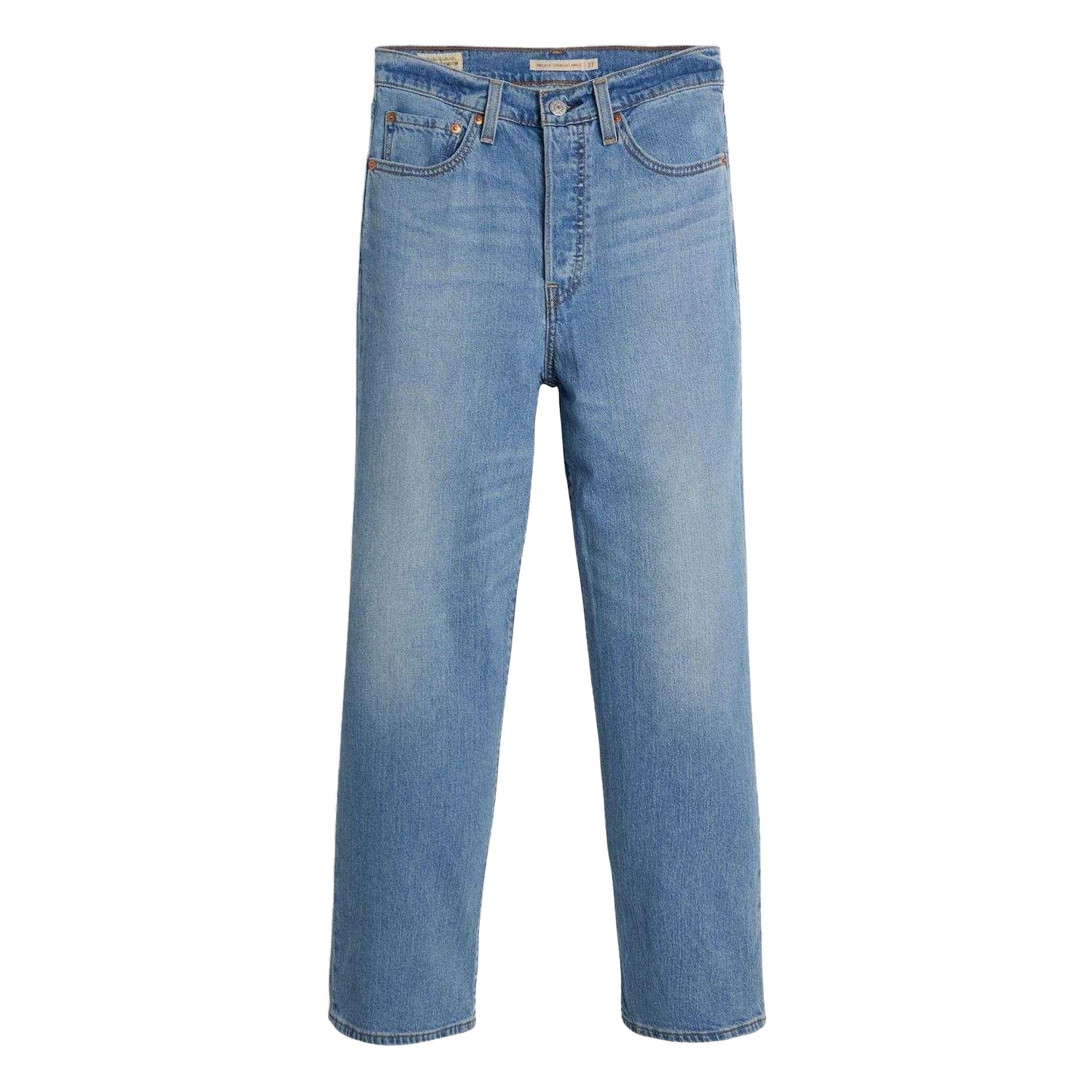 Blue - Front - Levis Womens-Ladies Ribcage Cotton Linen Straight Leg Jeans