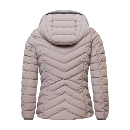 Beige - Back - DKNY Womens-Ladies Bibbed Puffer Jacket