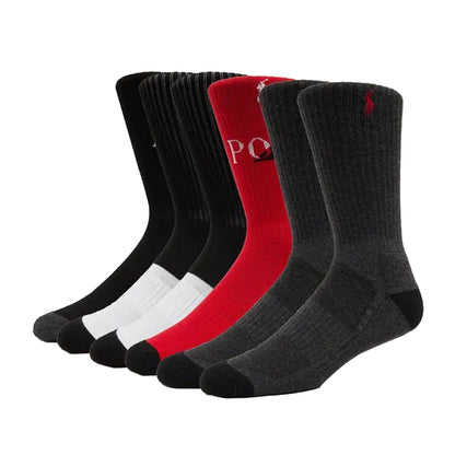 Black-Red - Front - Ralph Lauren Mens Socks (Pack of 6)