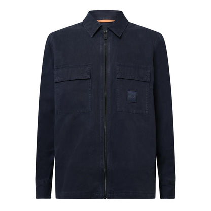 Dark Blue - Front - Boss Mens Lovel Full Zip Overshirt