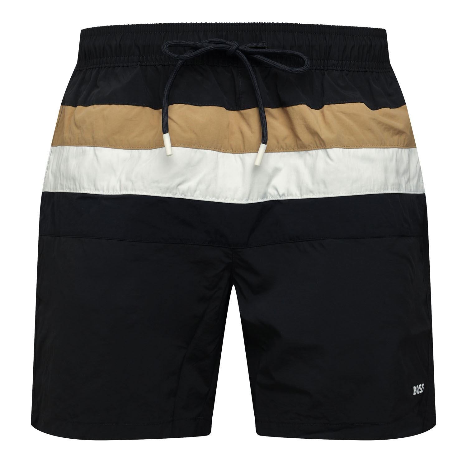 Grey - Front - Boss Mens Louis Swim Shorts