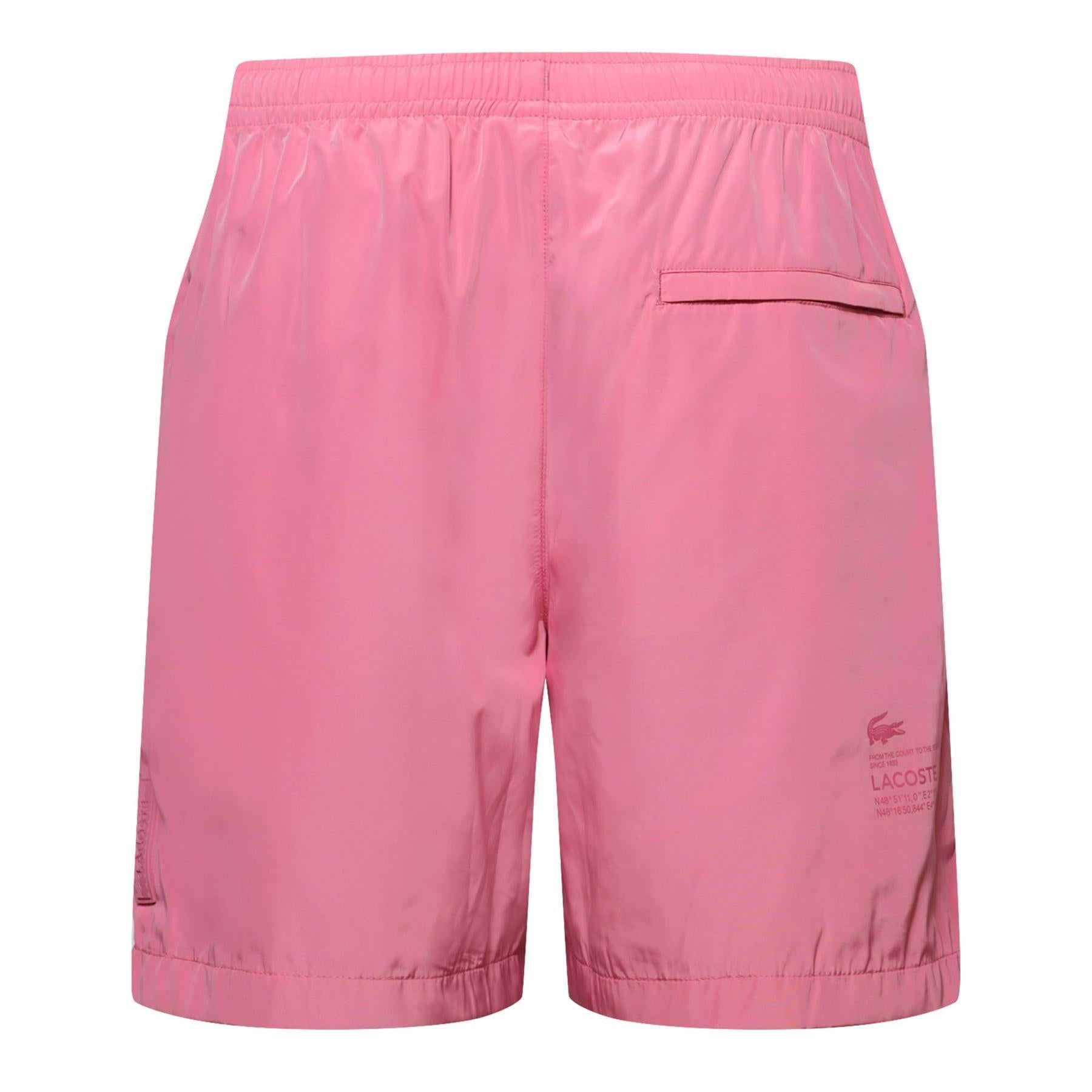 Bubblegum Pink - Back - Lacoste Mens Taffeta Showerproof Shorts