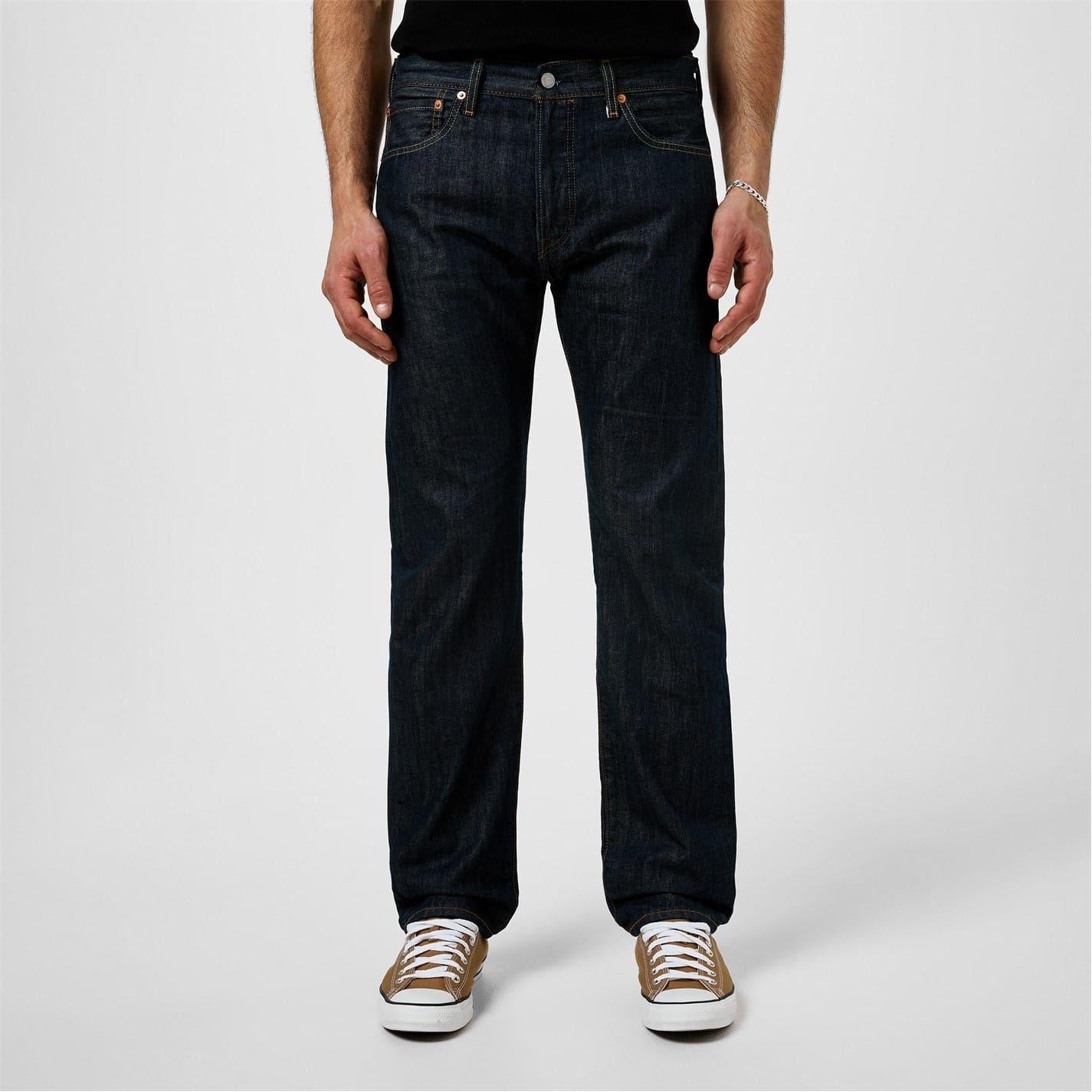 Dark Indigo - Front - Levis Mens 501 Original Crash Courses Jeans