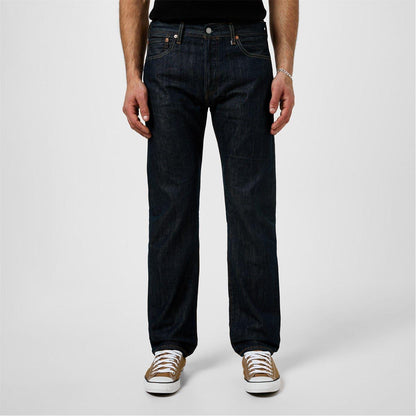Dark Indigo - Front - Levis Mens 501 Original Crash Courses Jeans