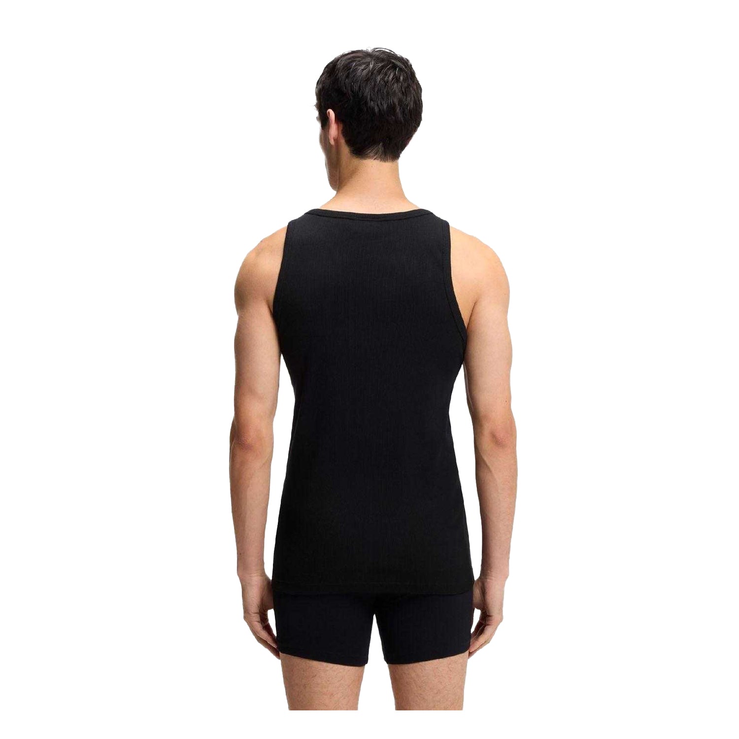 Black - Back - Hugo Mens Stretch Tank Top (Pack of 2)