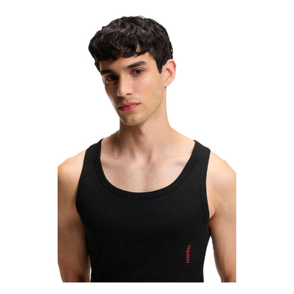Black - Side - Hugo Mens Stretch Tank Top (Pack of 2)