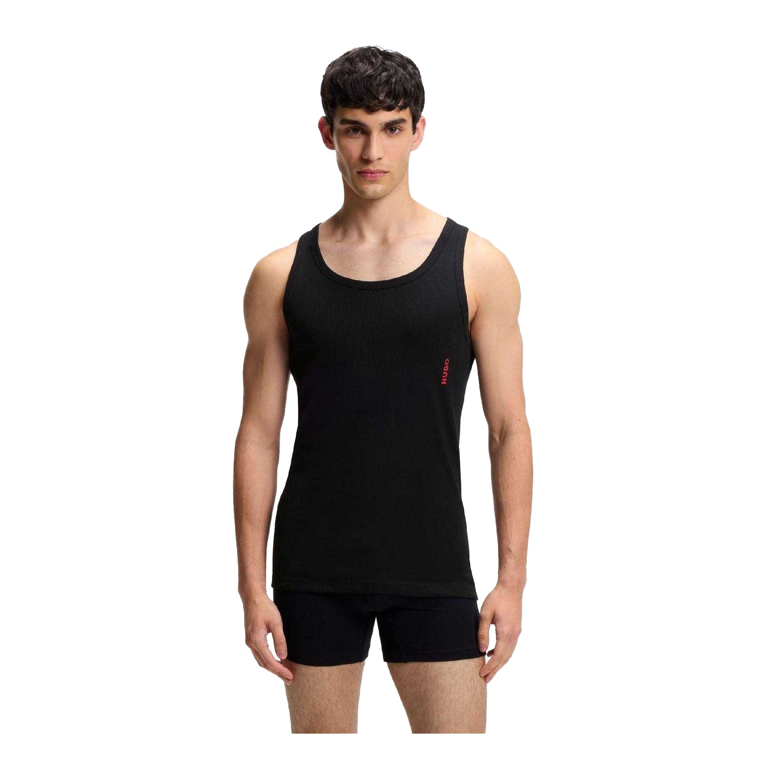 Black - Lifestyle - Hugo Mens Stretch Tank Top (Pack of 2)